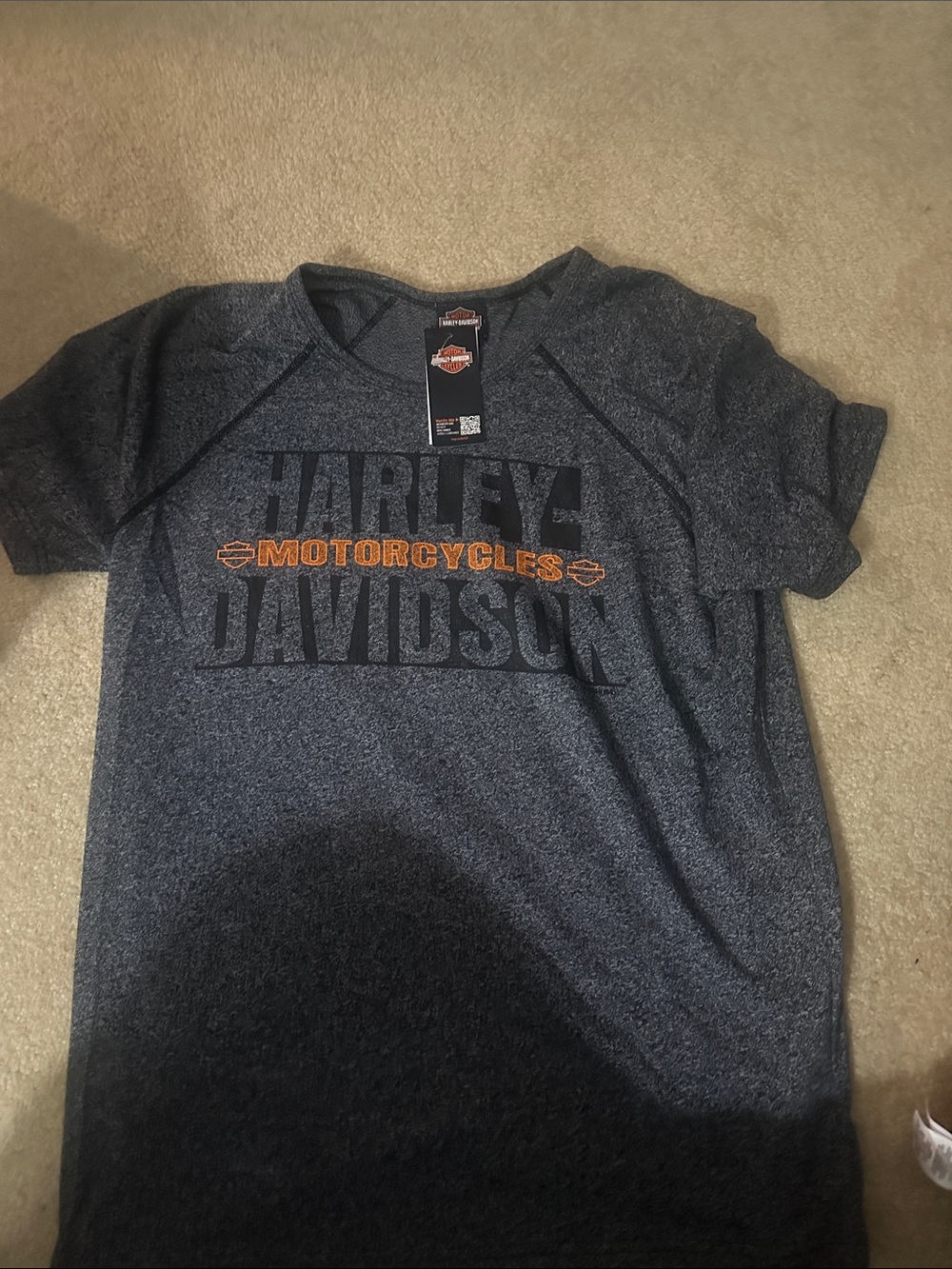 NWT Harley-Davidson Dark Heather Tee with Orange Logo